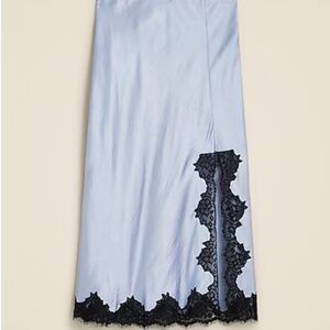 J.Crew Gwyneth lace-trim slip skirt in textured satin Light Lakeshore Blue Sz Sm